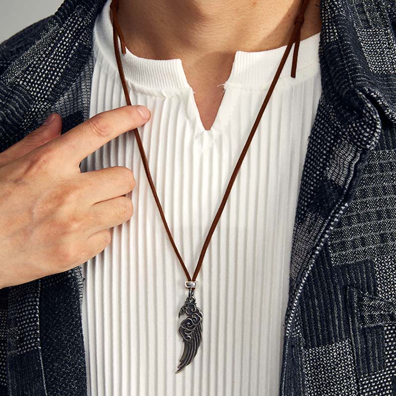 925 Sterling Silver Auspicious Clouds Wing Spiritual Necklace