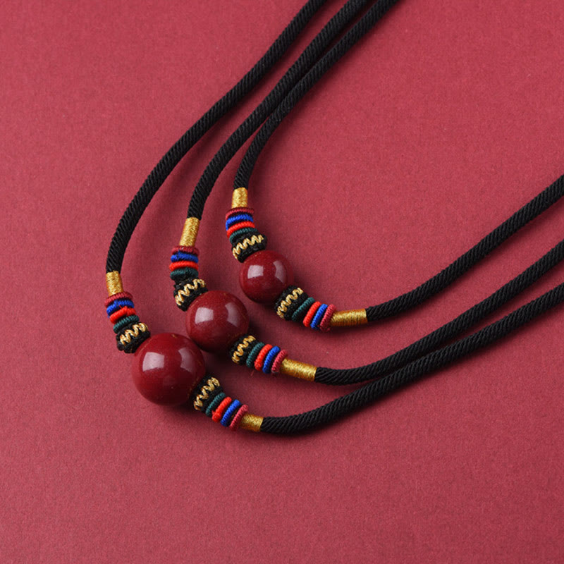 Cinnabar Lucky Bead Protection Necklace