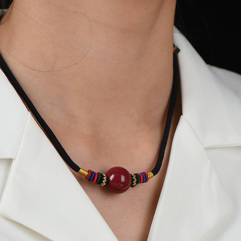 Cinnabar Lucky Bead Protection Necklace