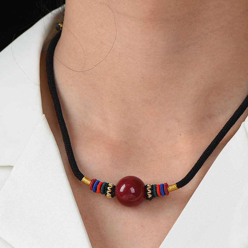 Cinnabar Lucky Bead Protection Necklace