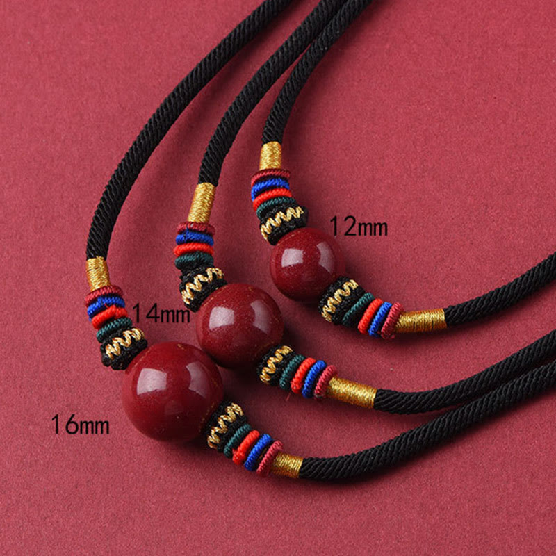 Cinnabar Lucky Bead Protection Necklace
