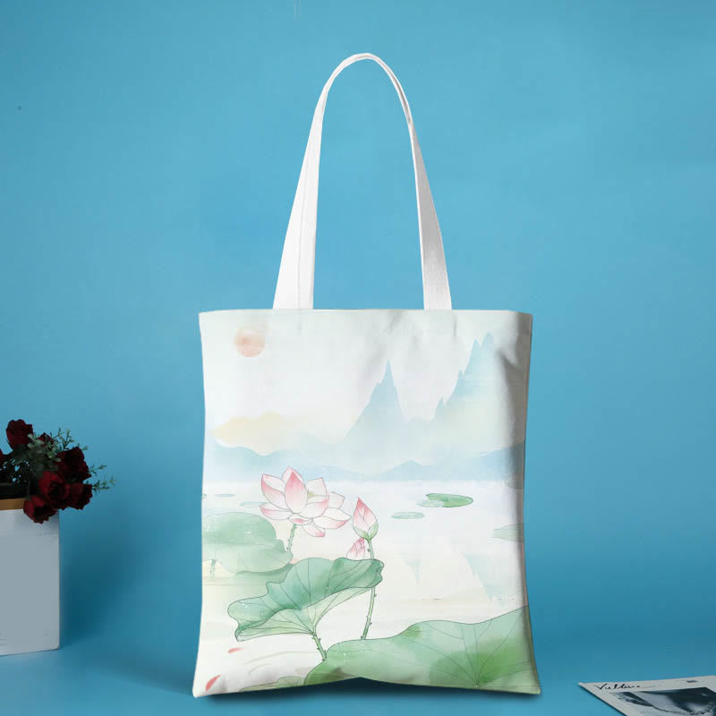 Canvas Metal Lotus Shoulder Bag for Yoga | Durable & Stylish