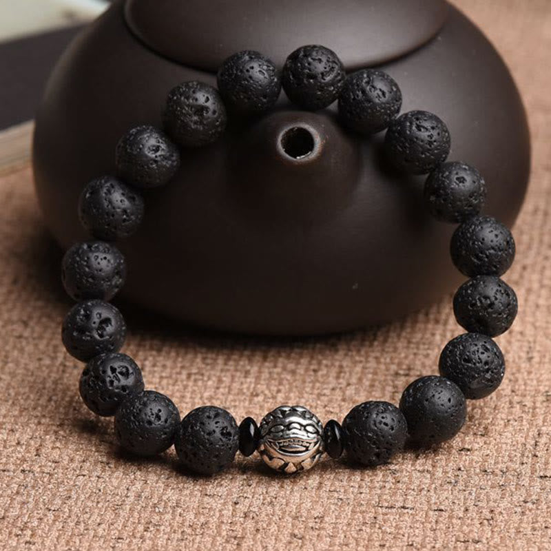 10mm Pixiu Wealth Bracelet with Lava Rock Beads