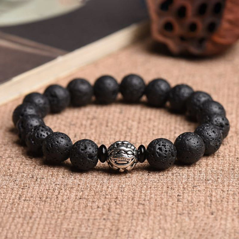 10mm Pixiu Wealth Bracelet with Lava Rock Beads