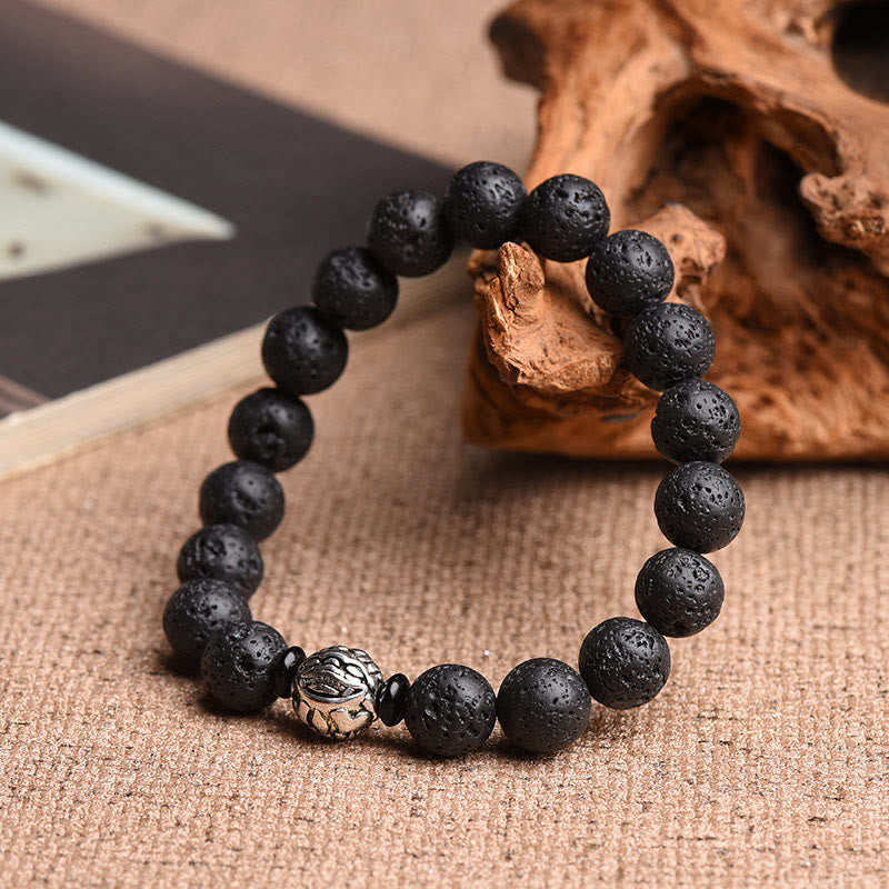 10mm Pixiu Wealth Bracelet with Lava Rock Beads