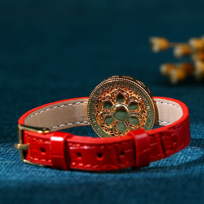 Six True Words Jade Protection Leather Bracelet 15-22cm