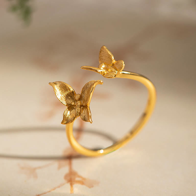 925 Sterling Silver Butterfly Love Ring for Spiritual Balance