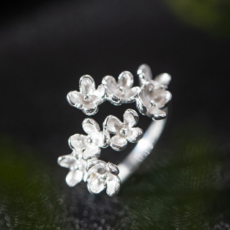 Adjustable Sterling Silver Osmanthus Fragrans Spiritual Ring for Women