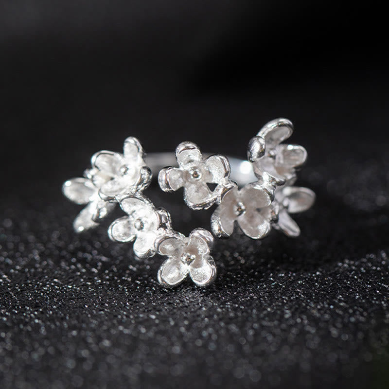 Adjustable Sterling Silver Osmanthus Fragrans Spiritual Ring for Women