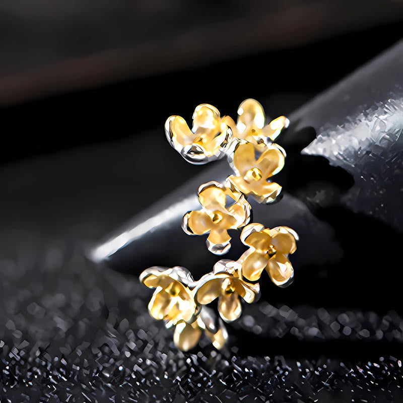 Adjustable Sterling Silver Osmanthus Fragrans Spiritual Ring for Women