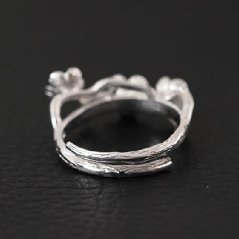 925 Sterling Silver Plum Blossom Calm Ring for Women