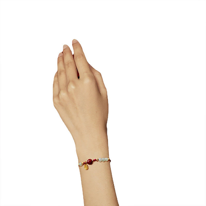 Jade Cinnabar Fu Character Luck Bracelet 15-19cm