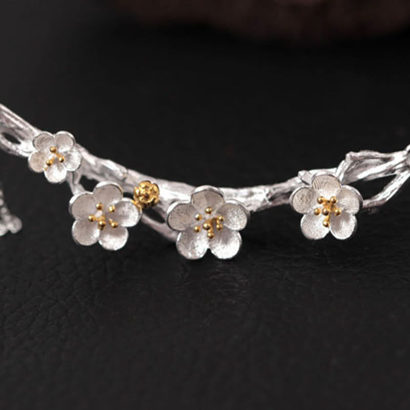 Sterling Silver Plum Blossom Protection Necklace