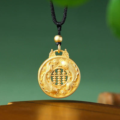 Gold Plated Copper Koi Fish Strength Necklace Pendant