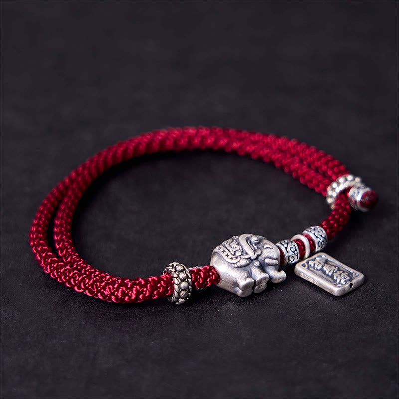 925 Sterling Silver Elephant Protection Amulet Bracelet