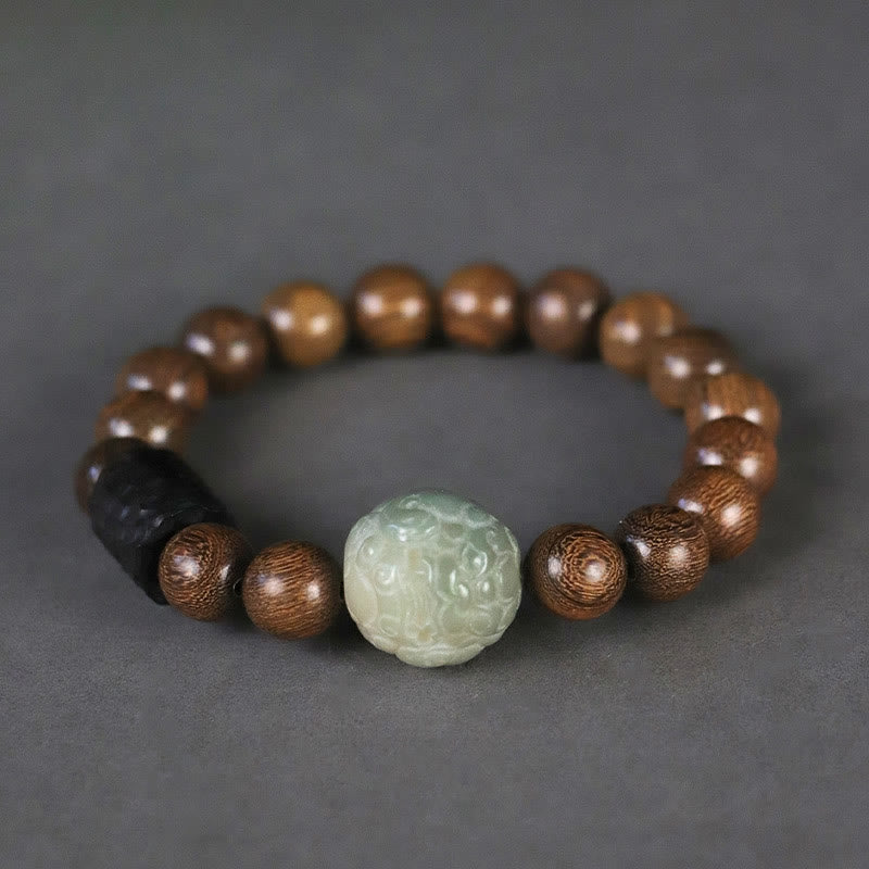 Pixiu Bracelet with Sandalwood & Bodhi Seed for Protection