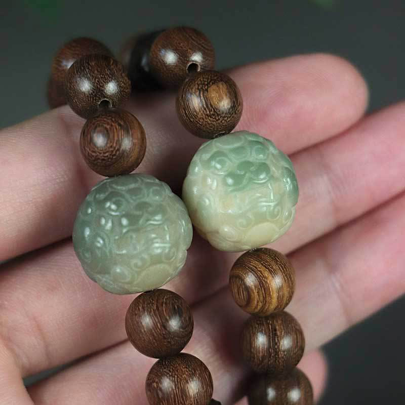 Pixiu Bracelet with Sandalwood & Bodhi Seed for Protection