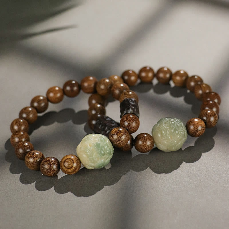 Pixiu Bracelet with Sandalwood & Bodhi Seed for Protection