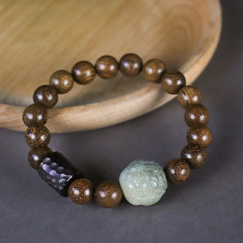 Pixiu Bracelet with Sandalwood & Bodhi Seed for Protection