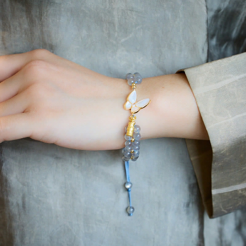 6mm Moonstone Butterfly Bamboo Healing Bracelet