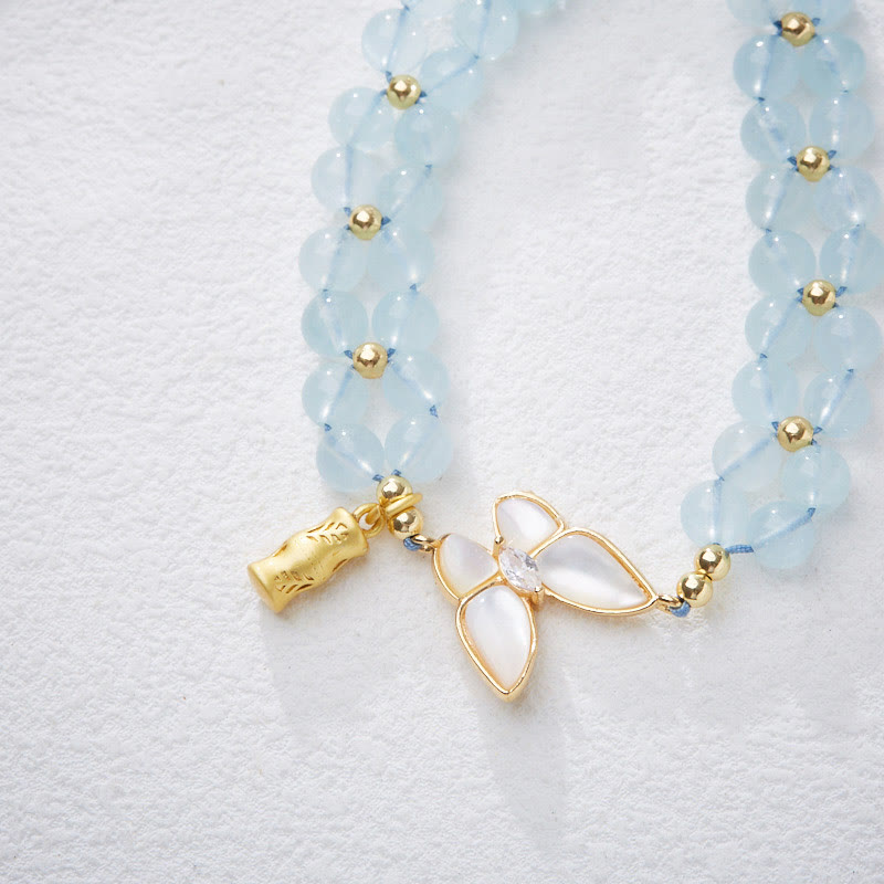 Aquamarine Amethyst Moonstone Healing Bracelet | 5-6mm Beads