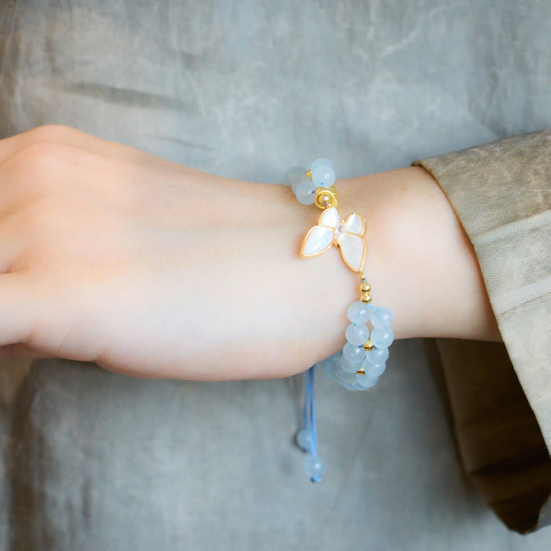 Aquamarine Amethyst Moonstone Healing Bracelet | 5-6mm Beads