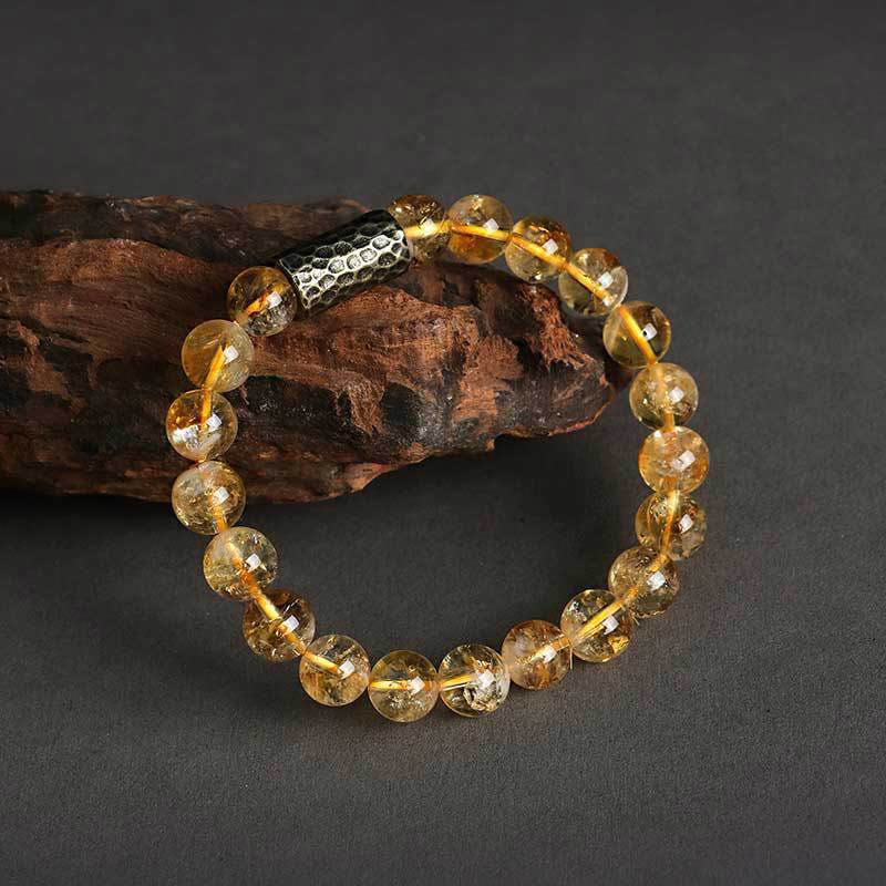 Citrine Sandalwood Double Wrap Protection Bracelet