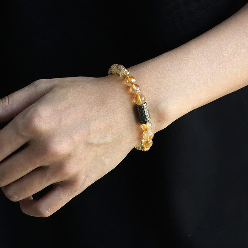 Citrine Sandalwood Double Wrap Protection Bracelet