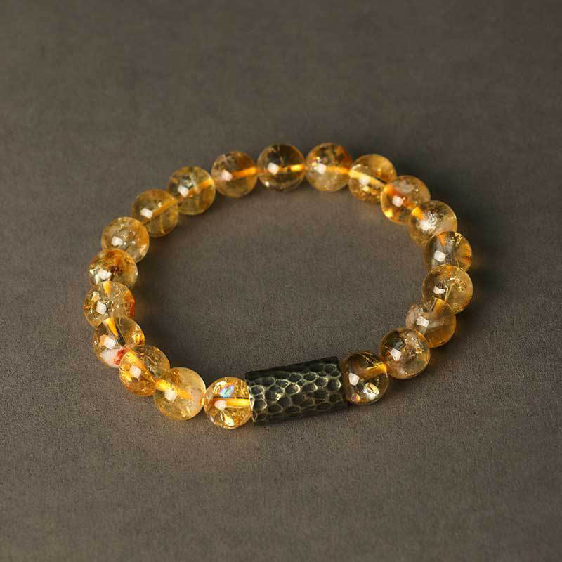 Citrine Sandalwood Double Wrap Protection Bracelet