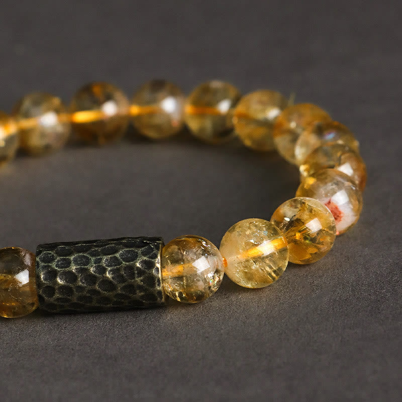 Citrine Sandalwood Double Wrap Protection Bracelet