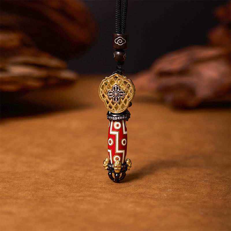 Tibet Dzi Bead Skull Necklace – Om Mani Padme Hum Mantra Wisdom