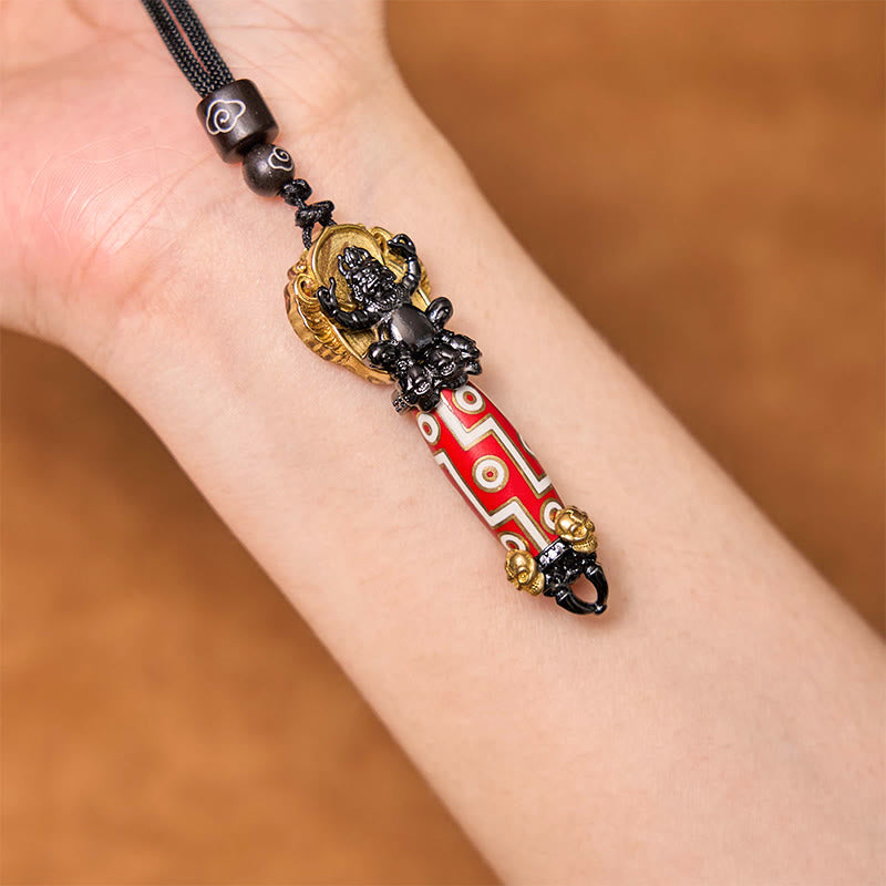 Tibet Dzi Bead Skull Necklace – Om Mani Padme Hum Mantra Wisdom