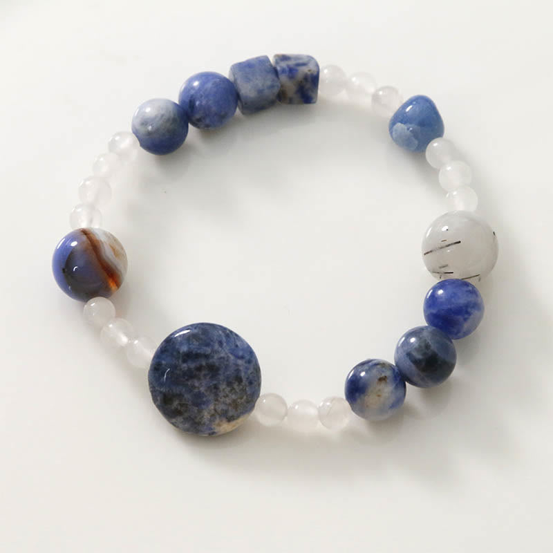 Blue Aventurine and Jade Meditation Bracelet 17cm