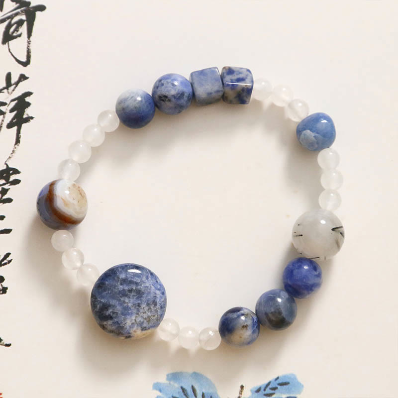 Blue Aventurine and Jade Meditation Bracelet 17cm
