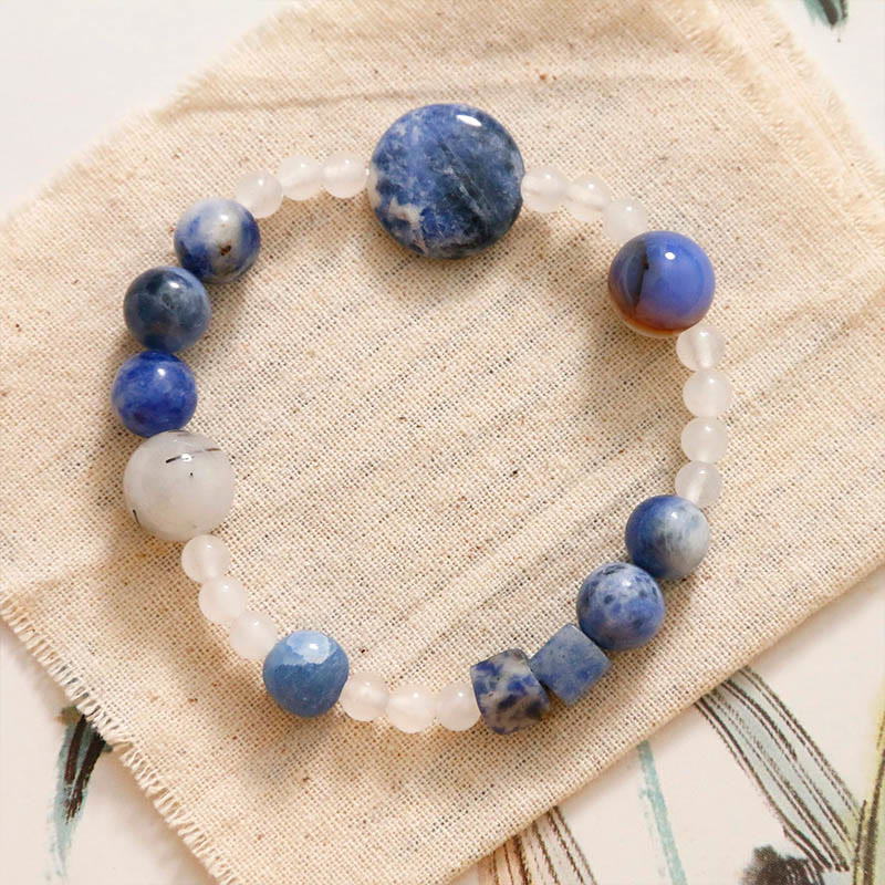 Blue Aventurine and Jade Meditation Bracelet 17cm