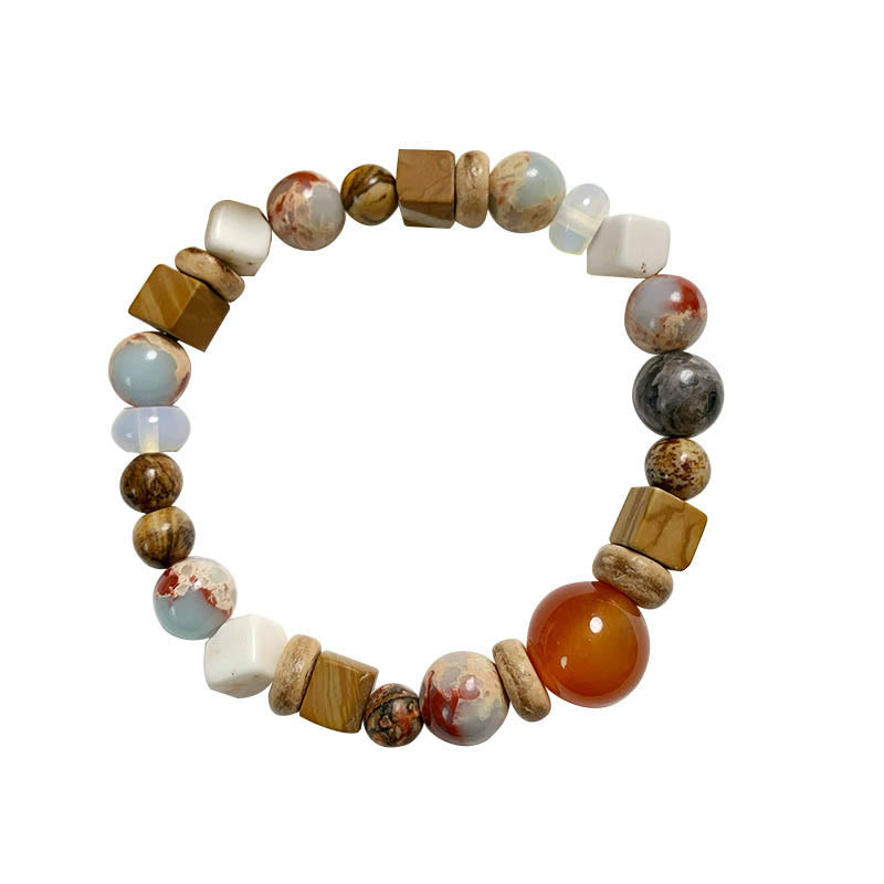Red Agate Shoushan Stone White Turquoise Calm Blessing Bracelet