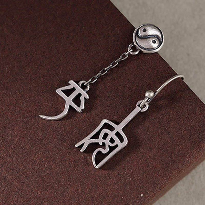 925 Sterling Silver Spiritual Protection Earrings | Ping An & Xi Le
