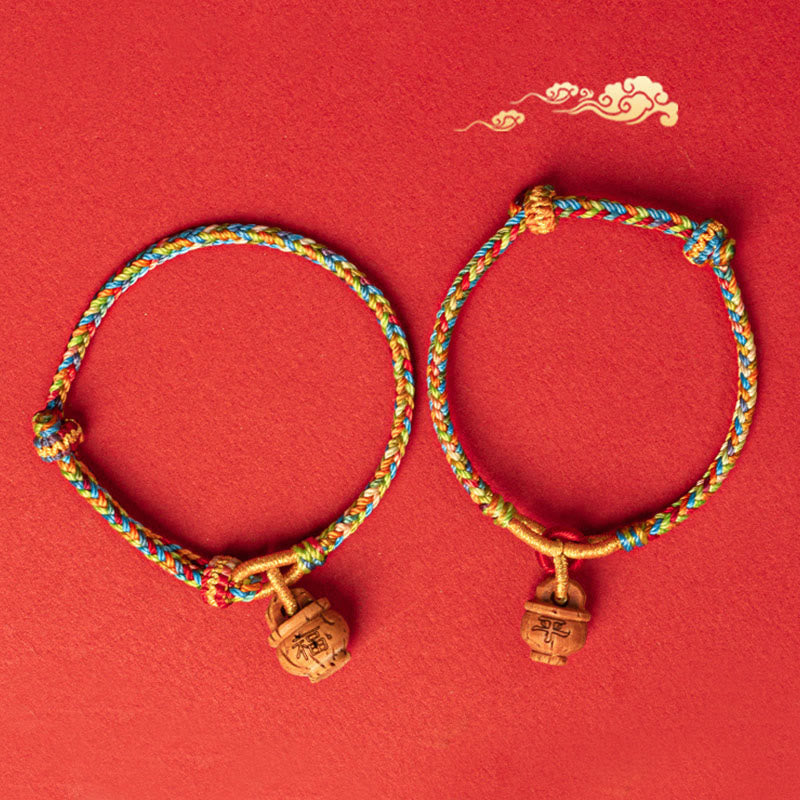 Peach Wood Fu Character Spiritual Bracelet for Protection
