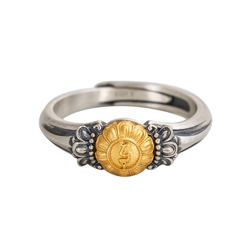 925 Sterling Silver Gold Bodhisattva Tara Protection Ring