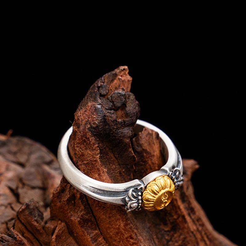 925 Sterling Silver Gold Bodhisattva Tara Protection Ring