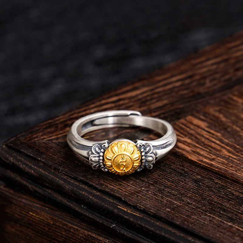 925 Sterling Silver Gold Bodhisattva Tara Protection Ring