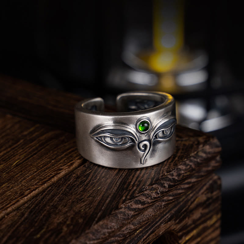 925 Sterling Silver Bodhisattva Tara Calm Adjustable Ring