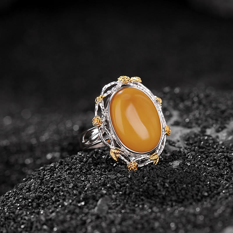 Amber & Silver Spiritual Focus Ring