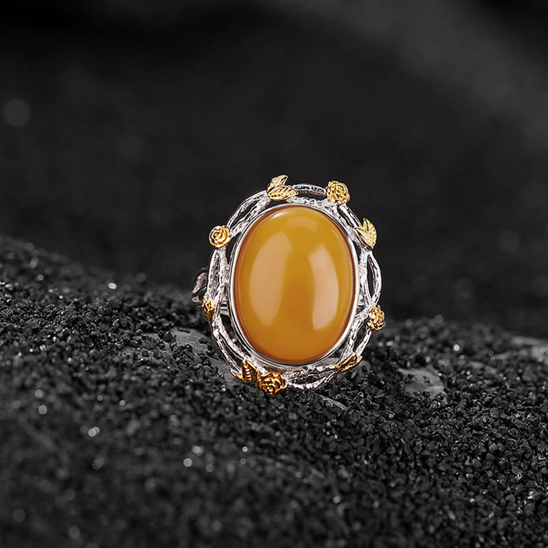 Amber & Silver Spiritual Focus Ring