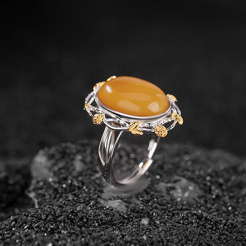 Amber & Silver Spiritual Focus Ring