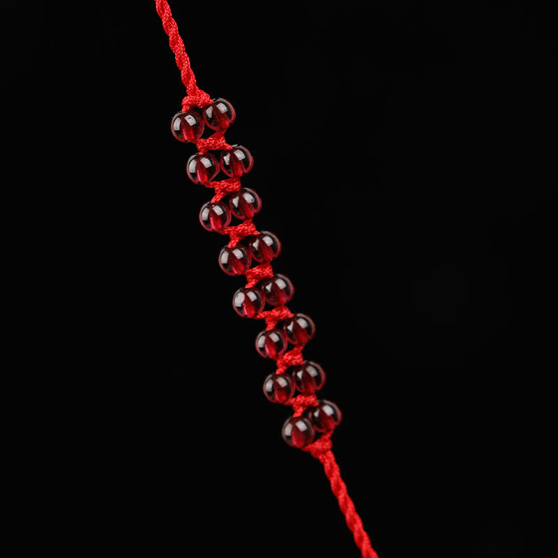 Chinese Zodiac Garnet Peace Buckle Red String Belly Chain