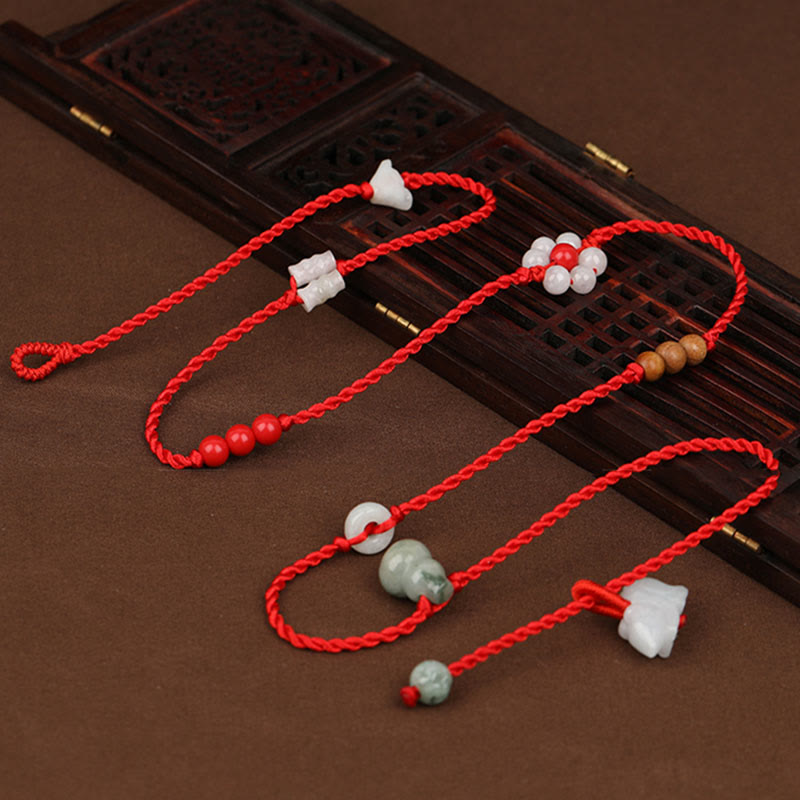 Chinese Zodiac Peach Wood Red String Belly Chain Blessing