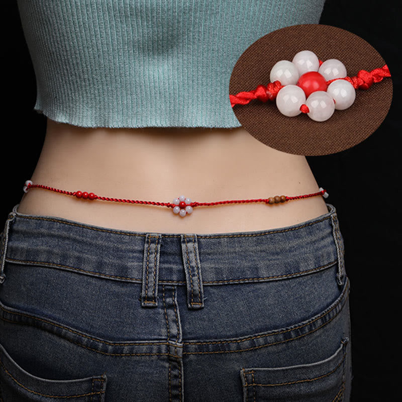 Chinese Zodiac Peach Wood Red String Belly Chain Blessing