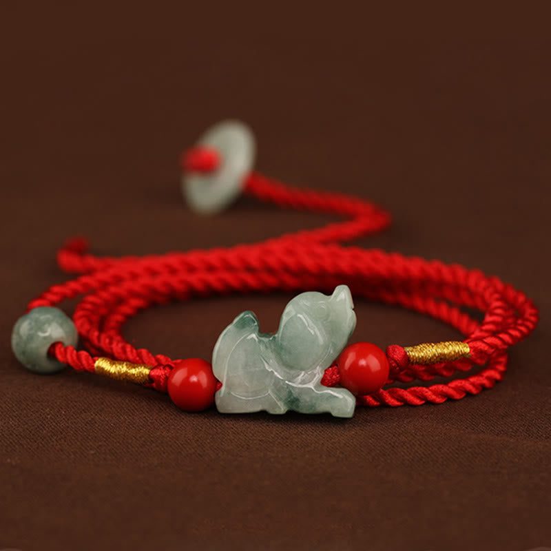 Jade Peace Buckle Red String Belly Chain for Spiritual Protection