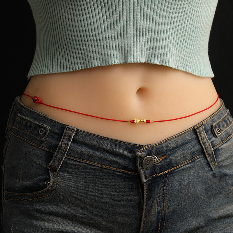 999 Solid Gold Red String Belly Chain | Spiritual Jewelry for Protection